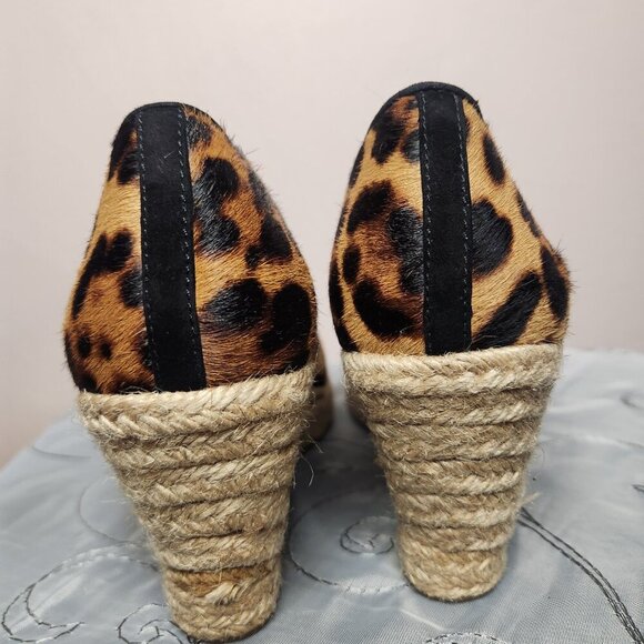 J.Crew Designer Leopard Print Calf Hair Wedge Espadrille Heels US 7 - Picture 5 of 12